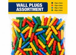 Wall Plugs Assorted Pack, Heavy Duty Rawl Plugs for Brick Walls, 5mm, 6mm, 7mm & 8mm Wall Fixings for Masonry and Concrete